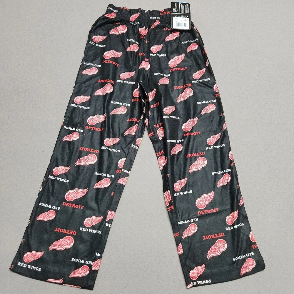 Nhl Detroit Red Wings Youth Sleepwear Pajama Pants S 8 Flame Resistant Black 140
